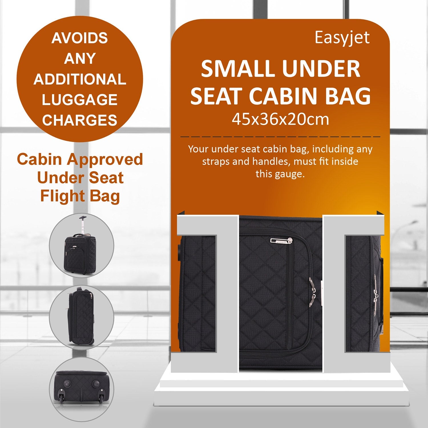 Aerolite Easyjet Carry On Fits 45x36x20cm New & Improved 2025 Cabin Under Seat Trolley Bag Suitcase