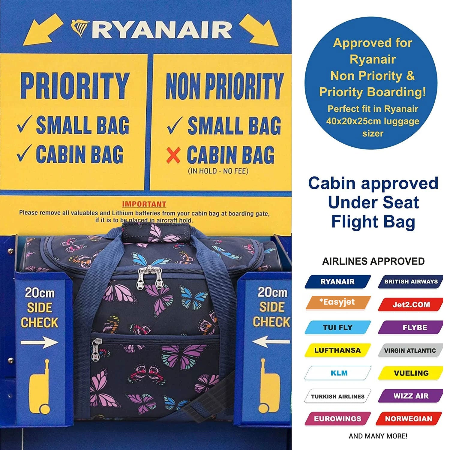 5 Cities (40x20x25cm) Ryanair Approved Hand Luggage Holdall Flight Bag, Under Seat Cabin Holdall – Take The Max On Board
