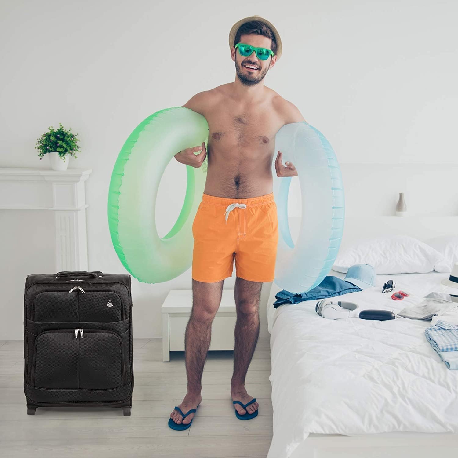 Aerolite 56x45x25cm British Airways Jet2 & Easyjet Upgrade Maximum Allowance Large Lightweight 2 Wheel Carry On Hand Cabin Luggage Bag Suitcase 56x45x25 with TSA Approved Lock Black