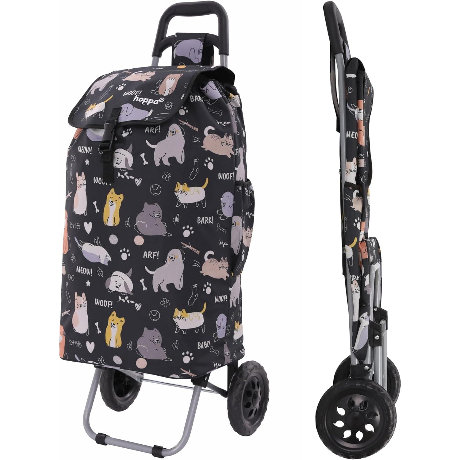 Hoppa 57Ltr Lightweight Shopping Trolley 2025 model, Hard Wearing & Foldaway Push/Pull Cart for Easy Storage With 1 Year Guarantee