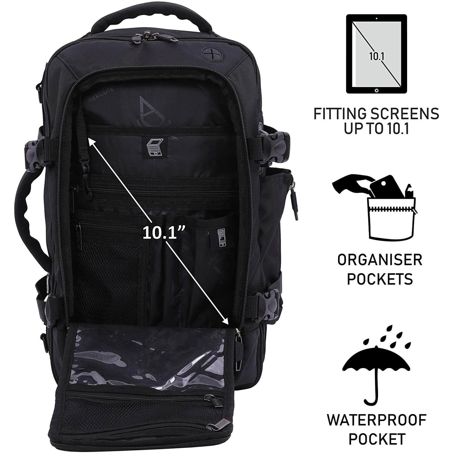 Aerolite (40x25x20cm) Ryanair Maximum Size 3 in 1 Cabin Luggage Approved Flight Backpack
