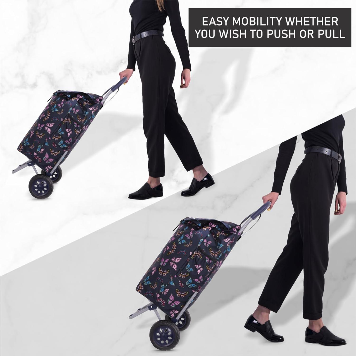 Hoppa 57Ltr Lightweight Shopping Trolley 2025 model, Hard Wearing & Foldaway Push/Pull Cart for Easy Storage With 1 Year Guarantee