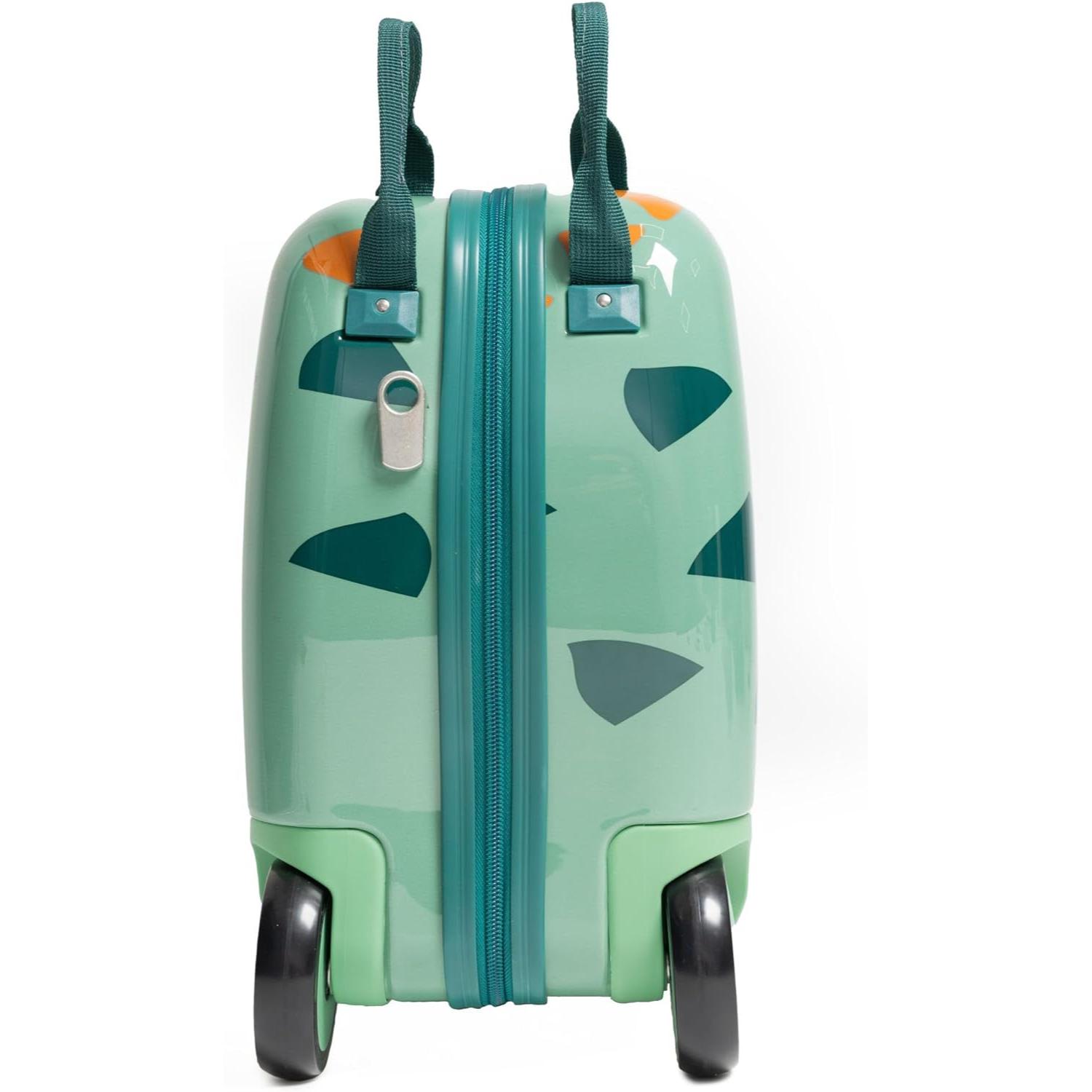 Aerolite MiniMax Childrens Ride-On Suitcase Fits 45x36x20cm EasyJet Maximum Size Kids Hand Luggage With Wheels 29L - Green Dinosaur