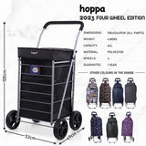Hoppa Lightweight 4-Wheel Premium 2025 Model Folding Shopping Trolley Extra Large 75.6L Capacity Shopping Trolley Bag, 95cm, 4.8kg, Push/Pull