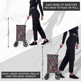 Hoppa Lightweight 6-Wheel Premium 2025 Model Folding Shopping Trolley Extra Large 75.6L Capacity Shopping Trolley Bag, 95cm, 5.25kg, Push/Pull (Black)