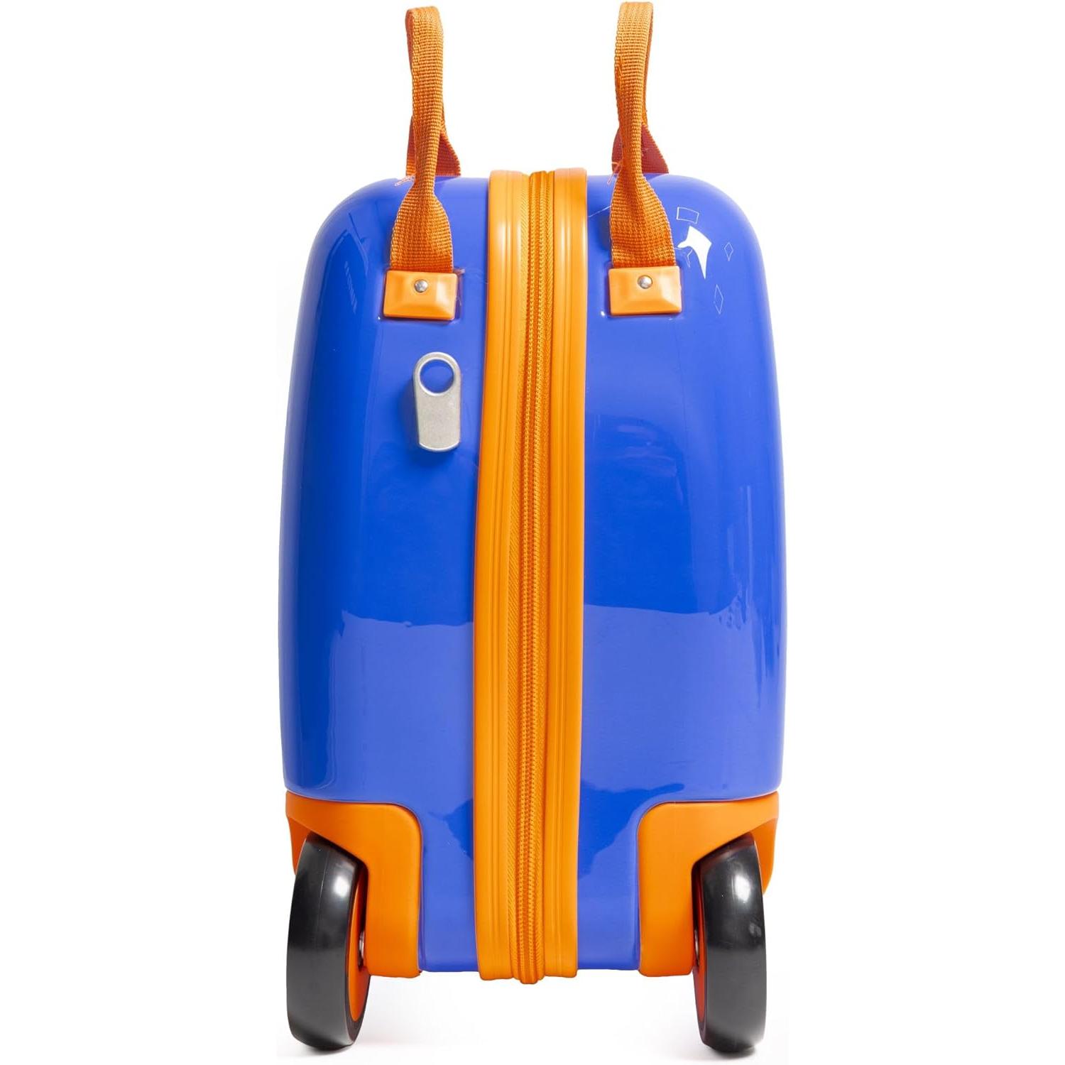 Aerolite MiniMax Childrens Ride-On Suitcase Fits 45x36x20cm EasyJet Maximum Size Kids Hand Luggage With Wheels 29L - Blue
