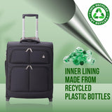 Aerolite 56x45x25cm British Airways Jet2 & Easyjet Upgrade Maximum Allowance Large Lightweight 2 Wheel Carry On Hand Cabin Luggage Bag Suitcase 56x45x25 with TSA Approved Lock Black