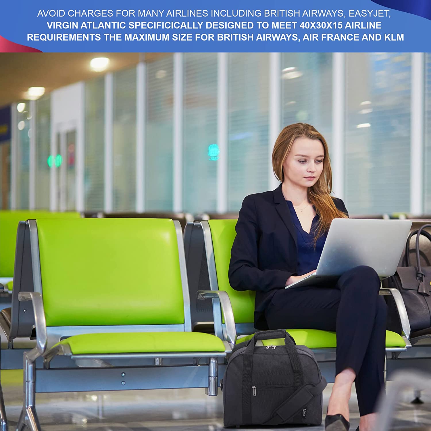 Aerolite British Airways Maximum Size Bundle, 56x45x25cm Large Cabin Softshell Suitcase & 40x30x15cm Under Seat Holdall