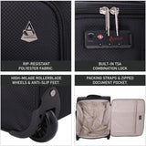 Aerolite 56x45x25cm British Airways Jet2 & Easyjet Upgrade Maximum Allowance Large Lightweight 2 Wheel Carry On Hand Cabin Luggage Bag Suitcase 56x45x25 with TSA Approved Lock Black