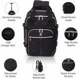 Aerolite Ryanair Backpack Trolley Bag with 2 Wheels 40x20x25, Eco-Friendly Extendable Handle Travel Carry On Holdall Flight Rucksack with 10 Year Warranty (Quilted)