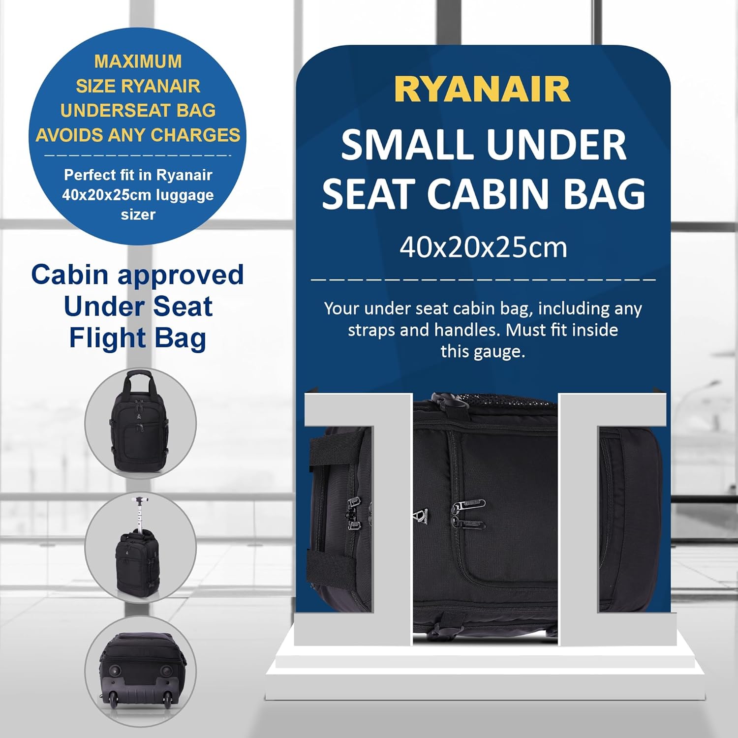 Aerolite 40x20x25 Ryanair Maximum Size Backpack Trolley Bag with 2 Wheels Eco-Friendly Cabin Luggage Approved Extendable Handle Travel Carry On Holdall Flight Rucksack with 10 Year Warranty