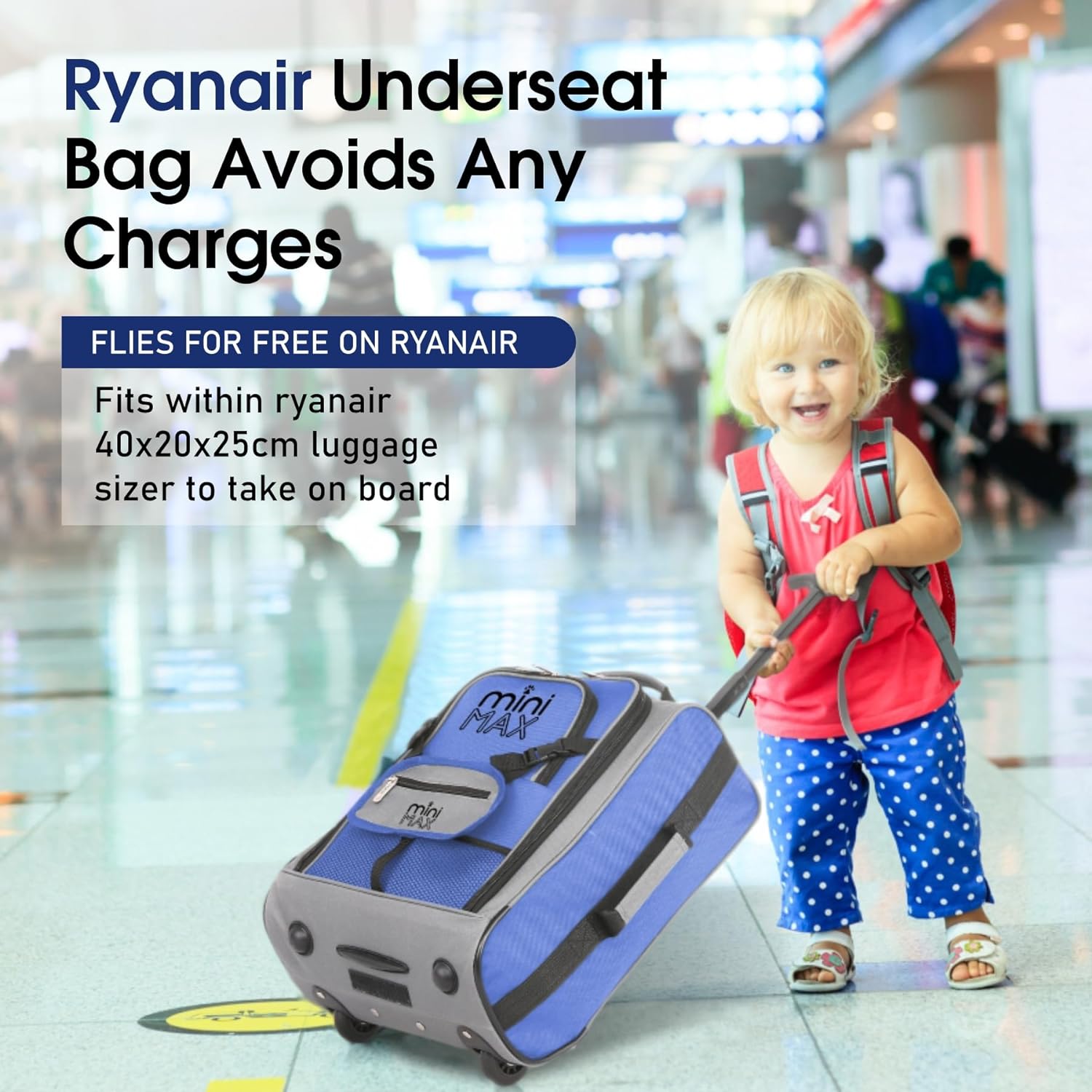 Aerolite MiniMAX 20L Ryanair 40x20x25 Maximum Size Cabin Hand Luggage Under Seat Trolley Backpack Carry On Cabin Hand Luggage Bag with 2 Year Warranty