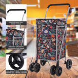 Hoppa Lightweight 6-Wheel Premium 2025 Model Folding Shopping Trolley Extra Large 75.6L Capacity Shopping Trolley Bag, 95cm, 5.25kg, Push/Pull (Black)