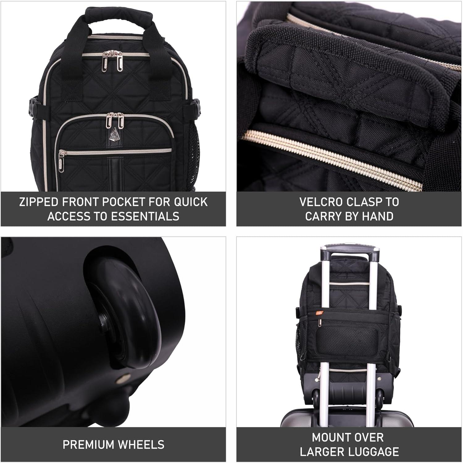 Aerolite Ryanair Backpack Trolley Bag with 2 Wheels 40x20x25, Eco-Friendly Extendable Handle Travel Carry On Holdall Flight Rucksack with 10 Year Warranty (Quilted)