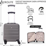 Aerolite 45x36x20cm Easyjet Maximum Size 8 Wheel ABS Hard Shell Carry On Hand Cabin Luggage Underseat Flight Travel Bag Spinner Suitcase 45x36x20 with TSA Lock & 5 Year Warranty