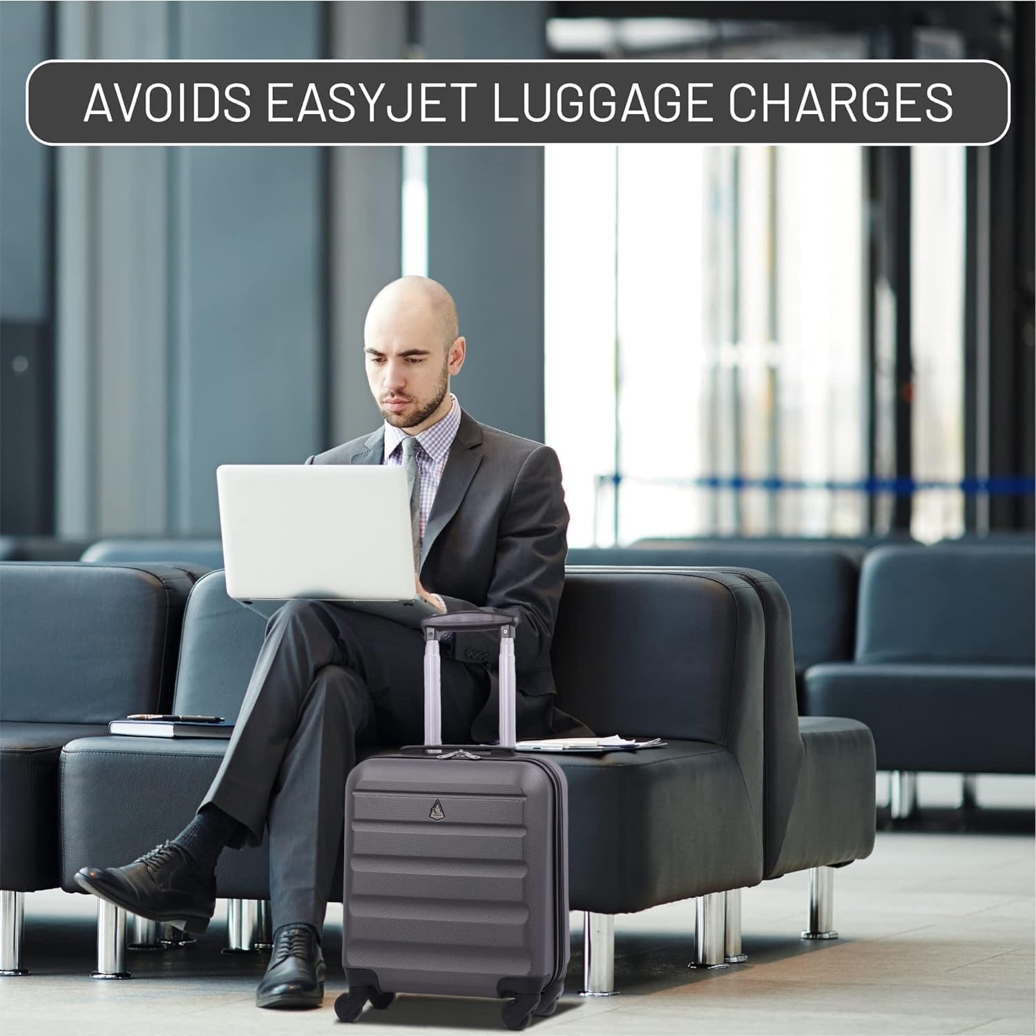 Aerolite 45x36x20cm Easyjet Maximum Size 8 Wheel ABS Hard Shell Carry On Hand Cabin Luggage Underseat Flight Travel Bag Spinner Suitcase 45x36x20 with TSA Lock & 5 Year Warranty