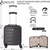 Aerolite 45x36x20cm Easyjet Maximum Size 8 Wheel ABS Hard Shell Carry On Hand Cabin Luggage Underseat Flight Travel Bag Spinner Suitcase 45x36x20 with TSA Lock & 5 Year Warranty