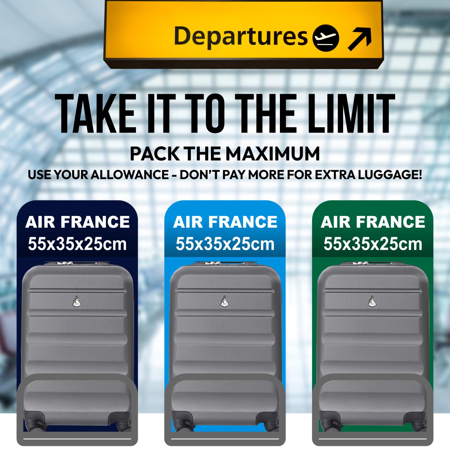 Aerolite (55x35x25cm) Hard Shell Carry On Hand Cabin Luggage Suitcase with 4 Wheels and Built-in TSA Combination Lock, Max Size for Air Europa, Air France, Alitalia, KLM & Transavia