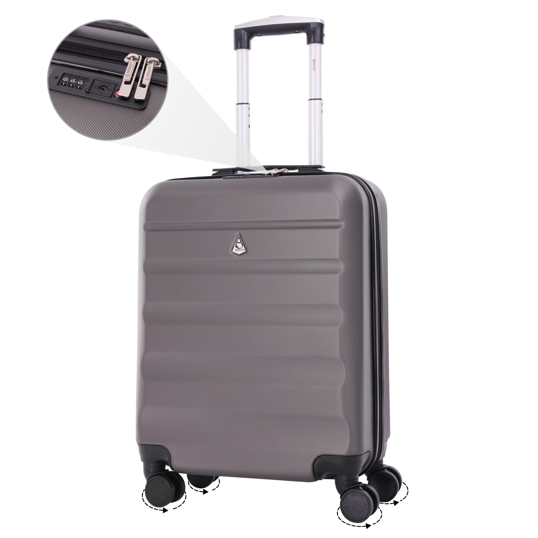 Aerolite Ryanair Maximum Bundle 55x40x20cm Overhead Lightweight 8 Wheel Hardshell Suitcase + 40x20x25cm Underseat Carry On Holdall Bag