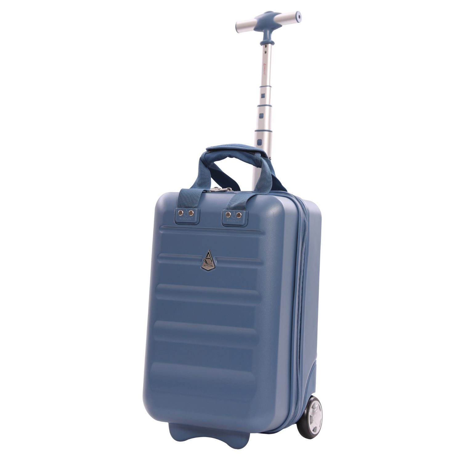 Aerolite 40x20x25cm Ryanair Approved Cabin Bag – Lightweight 2-Wheel Hard Shell Underseat Luggage with TSA Lock – Eco-Friendly Interior – Blue