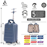 Aerolite 40x20x25cm Ryanair Approved Cabin Bag – Lightweight 2-Wheel Hard Shell Underseat Luggage with TSA Lock – Eco-Friendly Interior – Blue