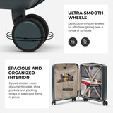 Aerolite Lightweight ABS Hard Shell 4 Wheel Spinner 4 Piece Travel Luggage Suitcase Set , Cabin + Medium + Large + Extra Large (FOREST GREEN)