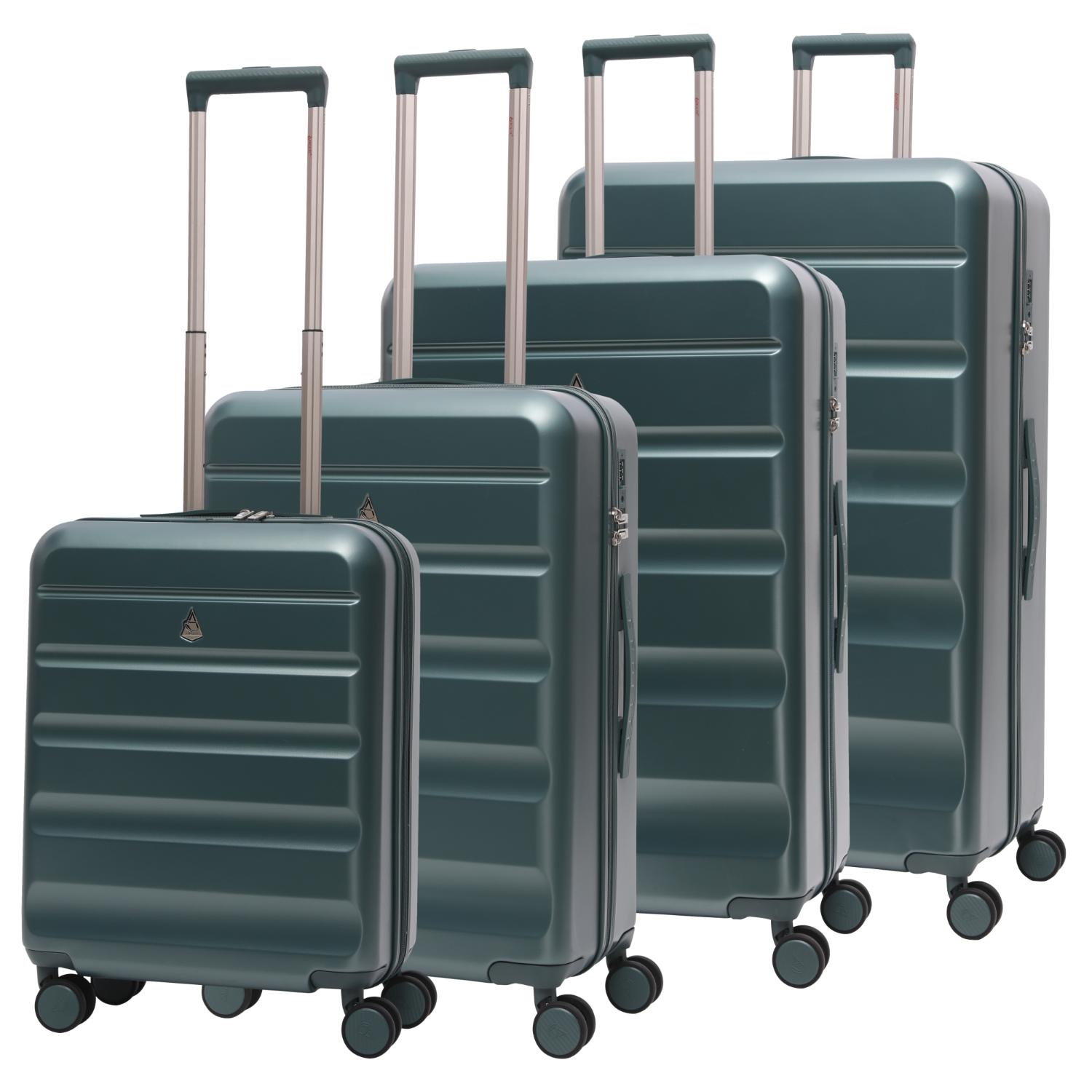 Aerolite Lightweight ABS Hard Shell 4 Wheel Spinner 4 Piece Travel Luggage Suitcase Set , Cabin + Medium + Large + Extra Large (FOREST GREEN)