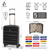 Aerolite Lightweight ABS Hard Shell 4 Wheel Spinner 4 Piece Travel Luggage Suitcase Set , Cabin + Medium + Large + Extra Large (BLACK)