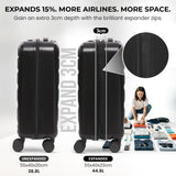 Aerolite Expandable 55x40x20cm to 55x40x23cm Ryanair Priority, Wizz Air Priority, Lufthansa Max Size Lightweight Hard Shell Carry On Hand Cabin Luggage Suitcase with 4 Wheels (BLACK)