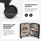 Aerolite Expandable 55x40x20cm to 55x40x23cm Ryanair Priority, Wizz Air Priority, Lufthansa Max Size Lightweight Hard Shell Carry On Hand Cabin Luggage Suitcase with 4 Wheels (BLACK)