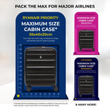 Aerolite Lightweight ABS Hard Shell 4 Wheel Spinner 4 Piece Travel Luggage Suitcase Set , Cabin + Medium + Large + Extra Large (BLACK)