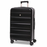 Aerolite Lightweight ABS Hard Shell 4 Wheel Spinner 4 Piece Travel Luggage Suitcase Set , Cabin + Medium + Large + Extra Large (BLACK)