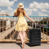 Aerolite 24-Inch Medium Check-In Luggage, 67L Lightweight Hard Shell Suitcase with 4 Spinner Wheels, TSA Lock, Durable ABS Travel Hold Suitcase - Black