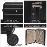 Aerolite 24-Inch Medium Check-In Luggage, 67L Lightweight Hard Shell Suitcase with 4 Spinner Wheels, TSA Lock, Durable ABS Travel Hold Suitcase - Black