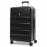 Aerolite Lightweight ABS Hard Shell 4 Wheel Spinner 4 Piece Travel Luggage Suitcase Set , Cabin + Medium + Large + Extra Large (BLACK)