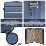 Aerolite 3-Piece Luggage Set – Lightweight Hard Shell Suitcases with 4 Dual Spinner Wheels & TSA Lock – Expandable Cabin (21”), Medium (24”), Large (28”) – Expandable Carry-On Case Included – Blue