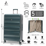 Aerolite Lightweight ABS Hard Shell 4 Wheel Spinner 4 Piece Travel Luggage Suitcase Set , Cabin + Medium + Large + Extra Large (FOREST GREEN)