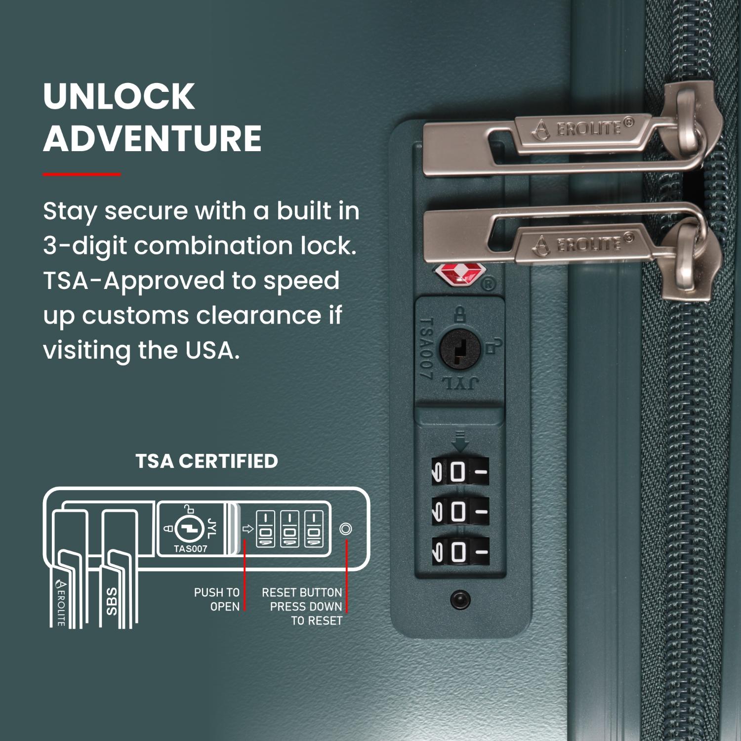 Aerolite Extra Large XL 32" 144L Lightweight ABS Hard Shell Suitcase, 4 Dual Wheel Spinner, TSA Lock, Heavy-Duty Check-In Travel Luggage - Forest Green