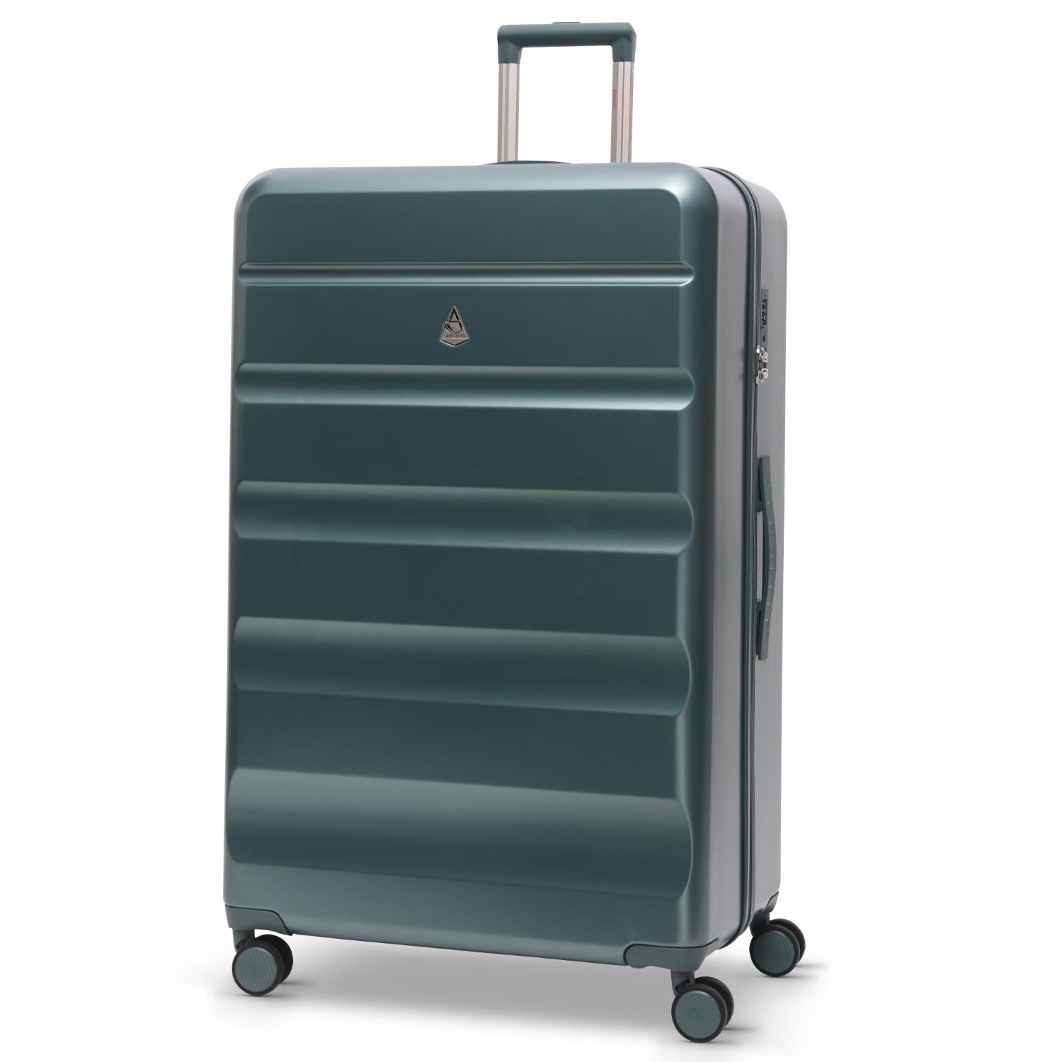 Aerolite Lightweight ABS Hard Shell 4 Wheel Spinner 4 Piece Travel Luggage Suitcase Set , Cabin + Medium + Large + Extra Large (FOREST GREEN)