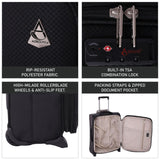Aerolite 55x40x20 + 40x20x25 Ryanair Priority Maximum Allowance 2 Piece Carry On Hand Cabin Luggage Set Bundle Black (55x40x20 Suitcase + 40x20x25 Holdall)