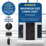 Aerolite 55x40x20 + 40x20x25 Ryanair Priority Maximum Allowance 2 Piece Carry On Hand Cabin Luggage Set Bundle Black (55x40x20 Suitcase + 40x20x25 Holdall)
