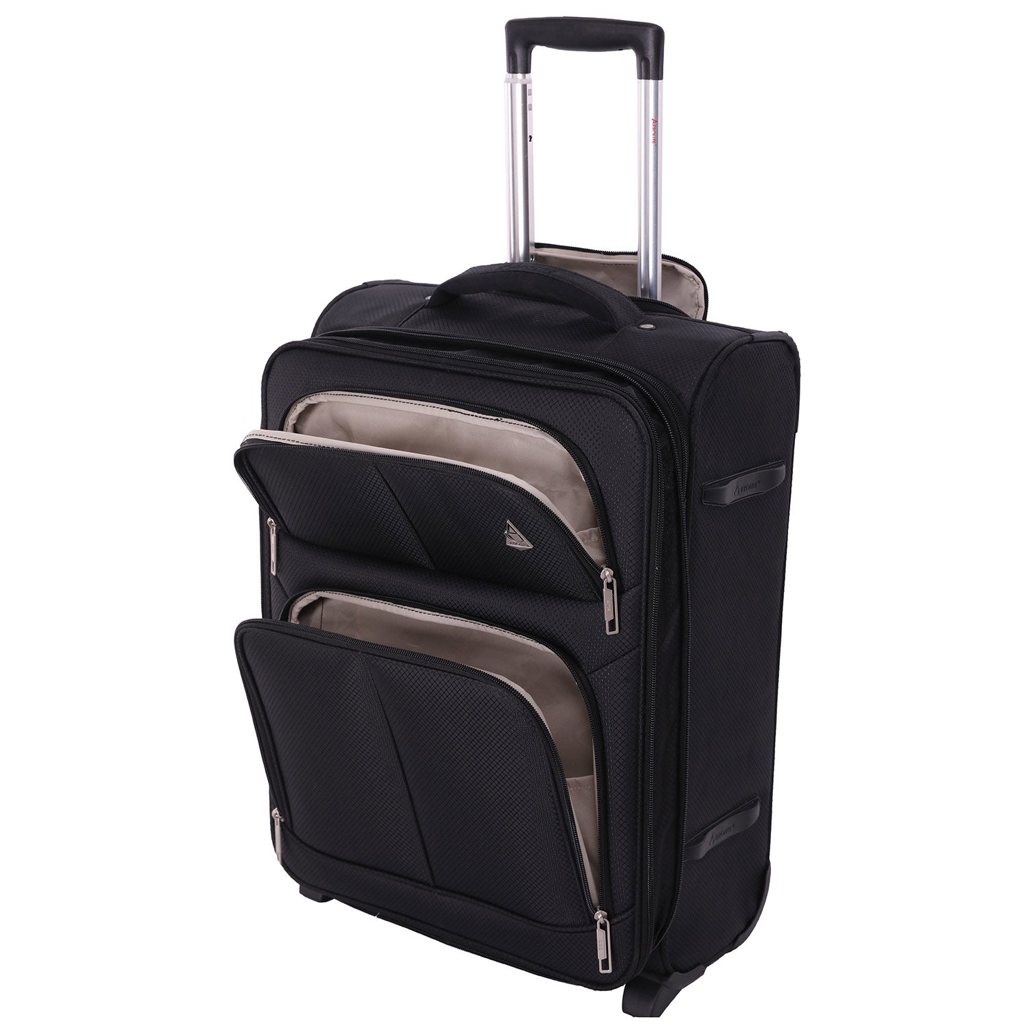 Aerolite 55x40x20 + 40x20x25 Ryanair Priority Maximum Allowance 2 Piece Carry On Hand Cabin Luggage Set Bundle Black (55x40x20 Suitcase + 40x20x25 Holdall)