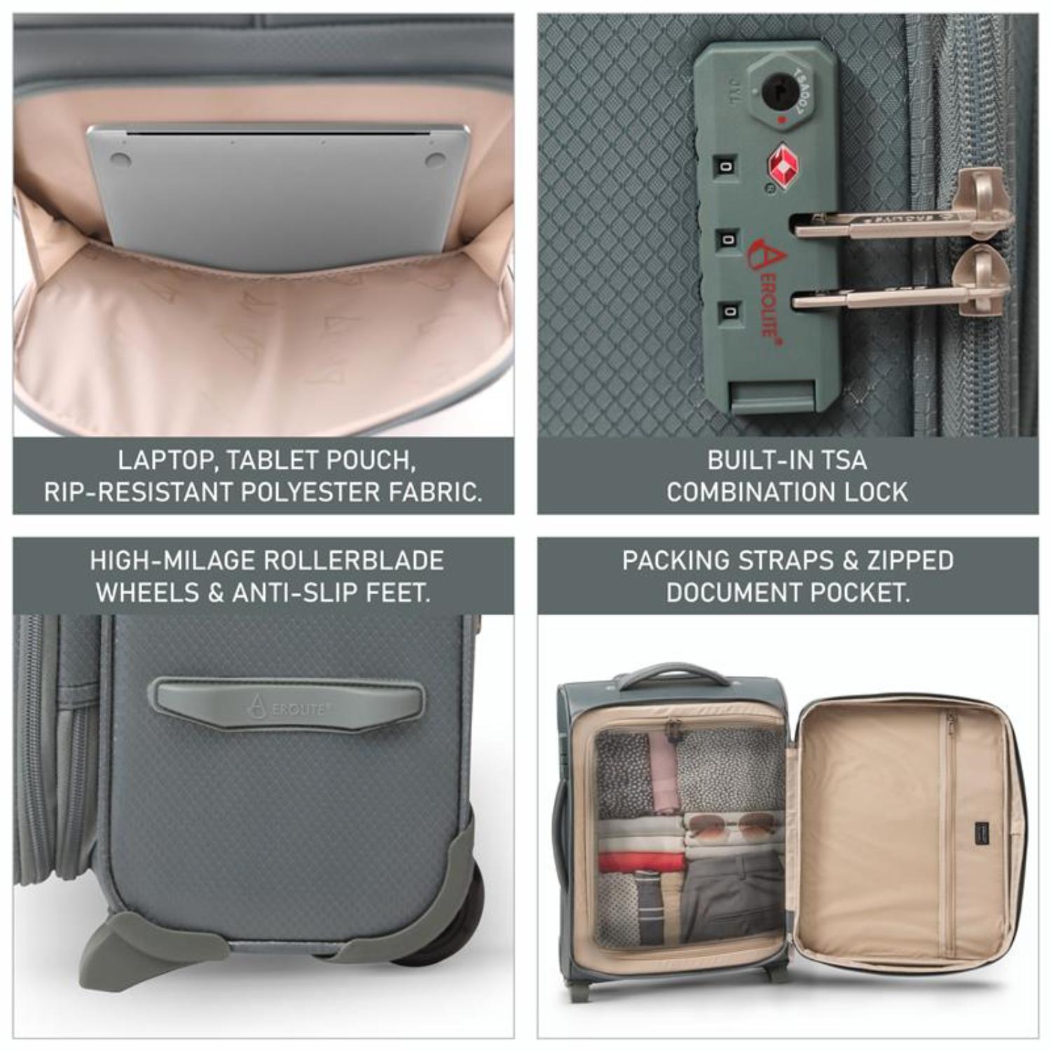 Aerolite Expandable 55x40x20cm to 55x40x23cm Ryanair Priority, Wizz Air Priority, Lufthansa Max Size Lightweight Soft Shell Carry On Hand Cabin Luggage Suitcase with 2 Wheels