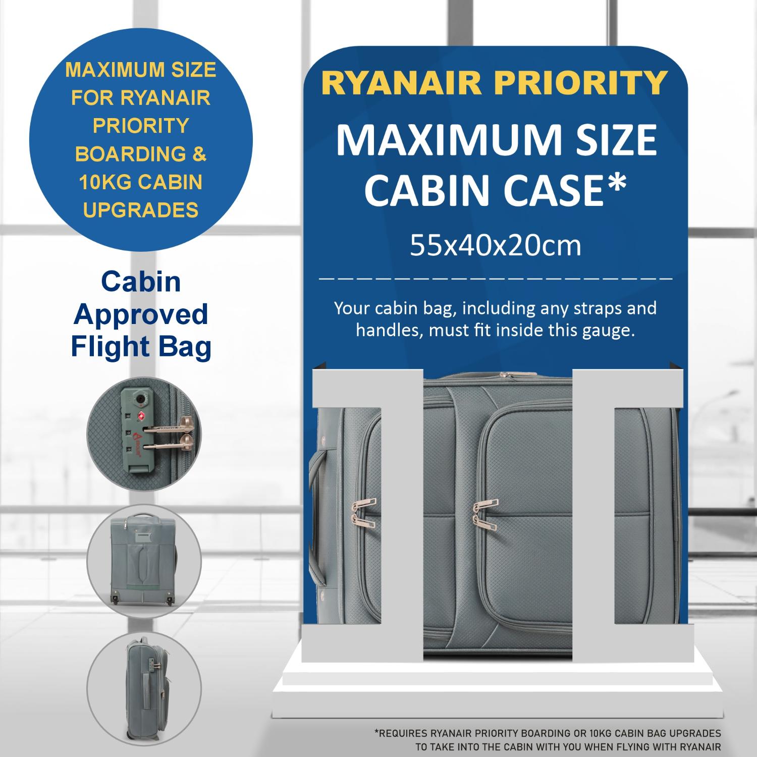 Aerolite Expandable 55x40x20cm to 55x40x23cm Ryanair Priority, Wizz Air Priority, Lufthansa Max Size Lightweight Soft Shell Carry On Hand Cabin Luggage Suitcase with 2 Wheels
