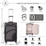 Aerolite Super Lightweight 4 Wheels Soft Shell Cabin & Hold Luggage, Cabin Size Approved for Ryanair (Priority), easyJet (Plus/Large Cabin), British Airways, Delta, Lufthansa Bundle