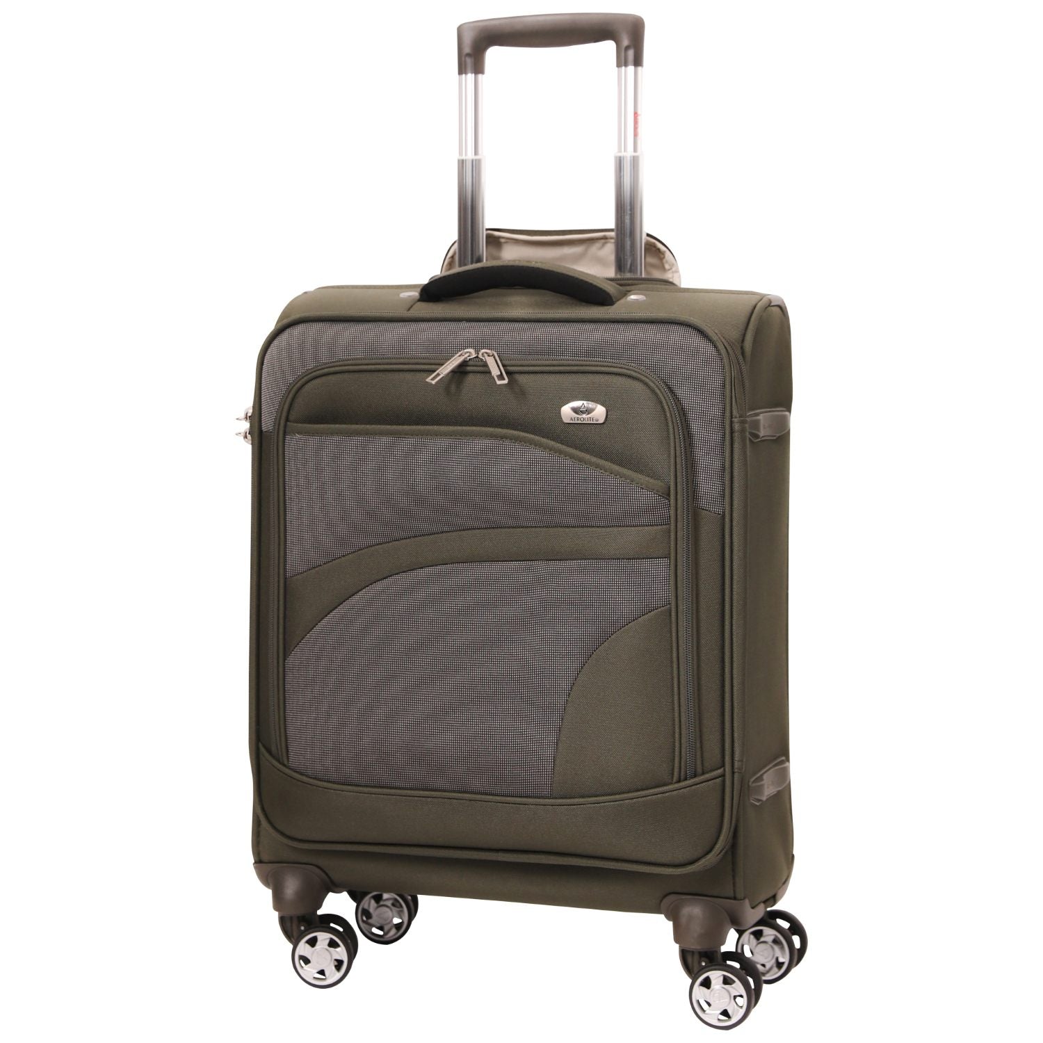 Aerolite Expandable 55x40x20cm to 55x40x23cm 4-Wheel Cabin Suitcase – MAX Size for Ryanair Priority & Wizz Air, Lufthansa, Ultra Lightweight Soft Shell Carry On with TSA Lock - Midnight Fern