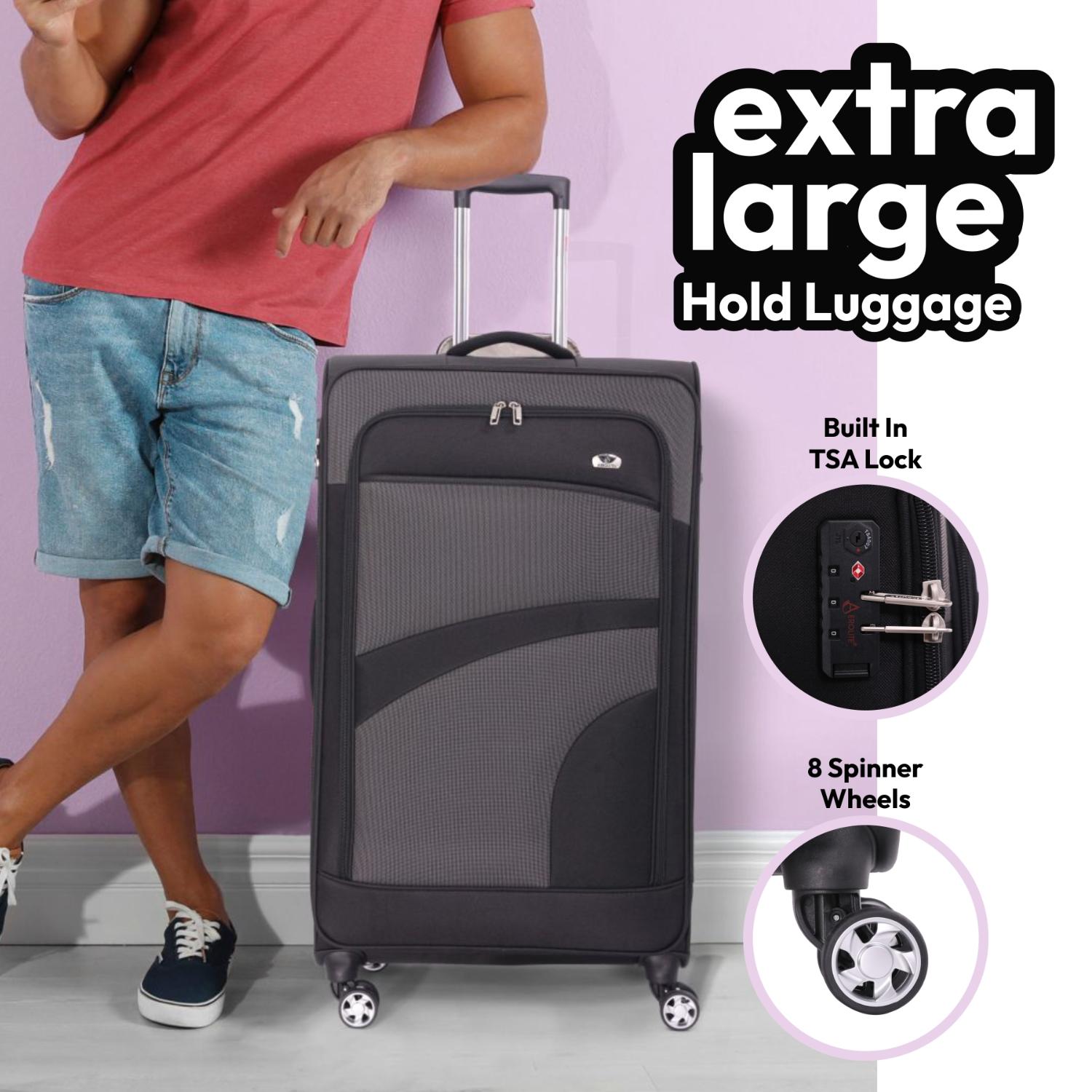 Aerolite Super Lightweight 4 Wheels Soft Shell Cabin & Hold Luggage, Cabin Size Approved for Ryanair (Priority), easyJet (Plus/Large Cabin), British Airways, Delta, Lufthansa, (Cabin 21", Medium 26", Large 30") - Aerolite UK