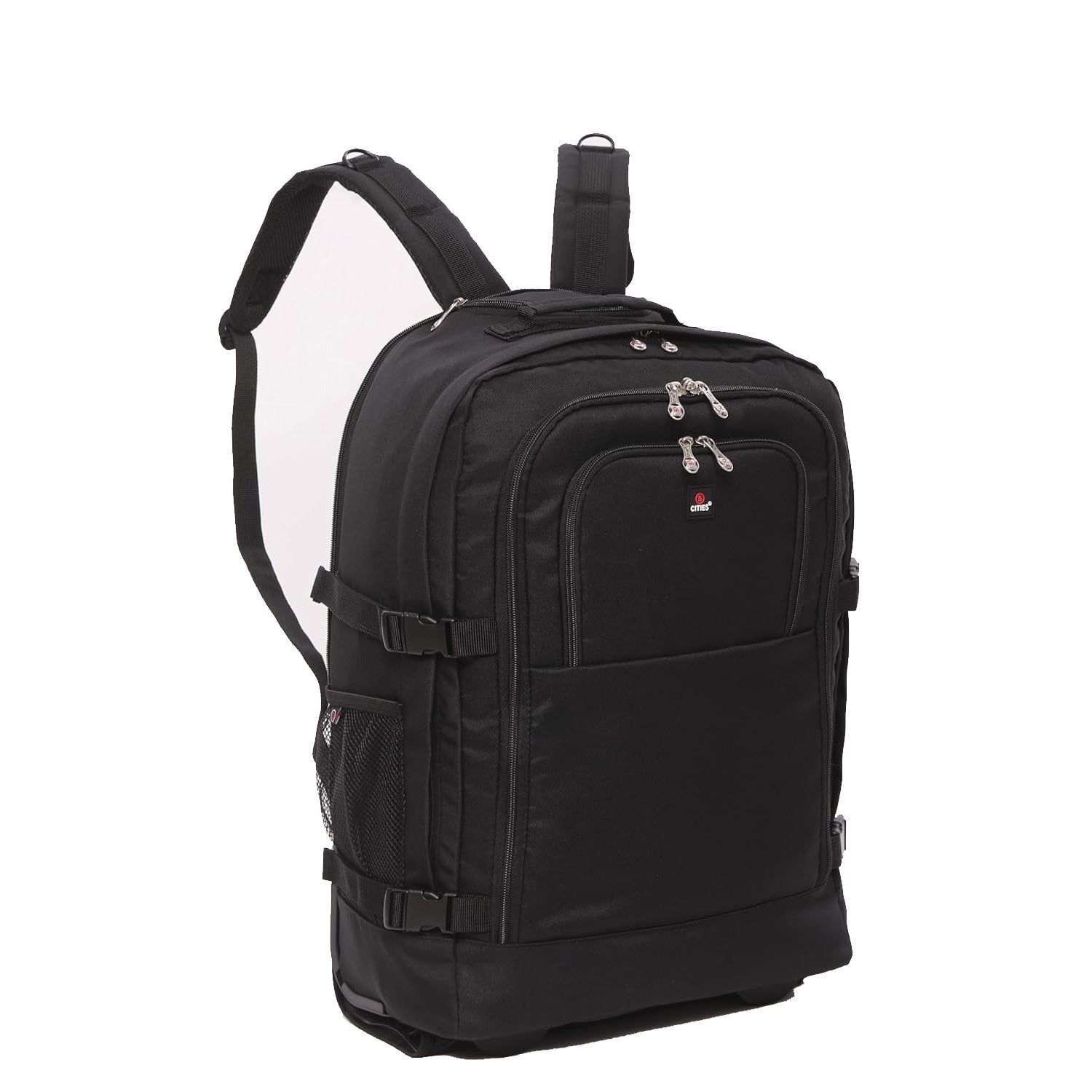 5 Cities Trolley Backpack with Wheels, Fits Ryanair Priority 55x40x20cm, Cabin Bag with Shoulder Straps, Lock & 2-Year Warranty (55x38x20cm)