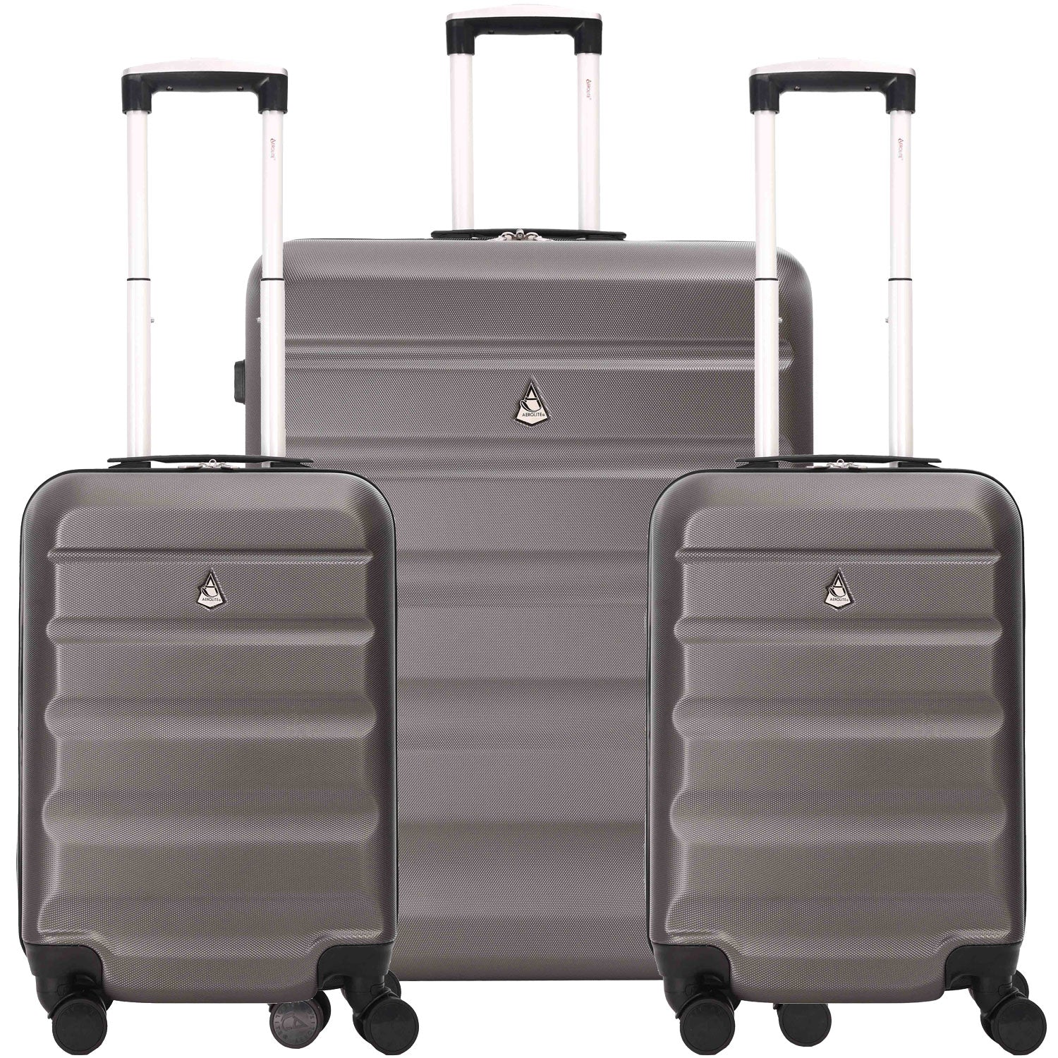 Aerolite Lightweight Hard Shell Suitcase Luggage Set with 8 Spinner Wheels (Cabin, Medium & Large)