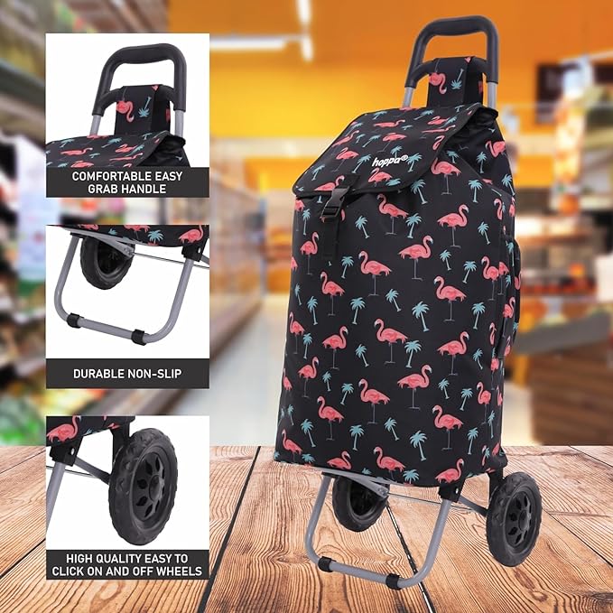 Hoppa 57Ltr Lightweight Shopping Trolley 2025 model, Hard Wearing & Foldaway Push/Pull Cart for Easy Storage With 1 Year Guarantee